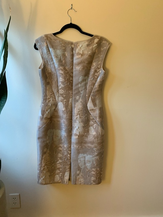 Lafayette 148 New York Taupe Jacquard Midi Sheath Dress - Picture 8 of 11